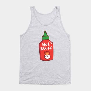 Hot Stuff Skull On Fire Spicy Chili Sauce Bottle Tank Top